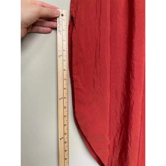 Beautiful H&M Round Hem Ruffle High Waist Slit Midi Skirt Silky Orange M - Picture 6 of 8